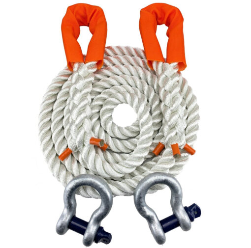 16mm white nylon 3 strand tow rope with shackles 3