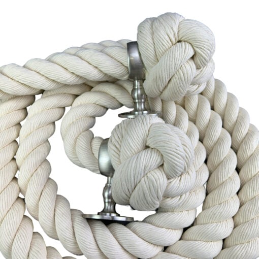 32mm natural cotton bannister rope x 10 foot 4 satin nickel brackets 2