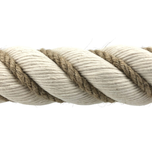 24mm natural cotton wormed bannister rope x 10 foot 4 polished chrome handrail brackets 2