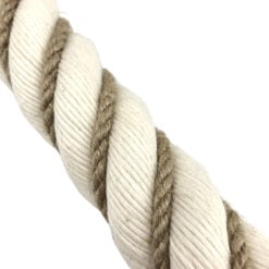 24mm natural cotton wormed bannister rope x 10 foot 4 polished chrome handrail brackets 4