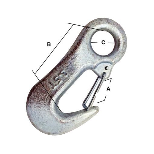 3.5 tonne zinc plated winch hook with safety catch 3