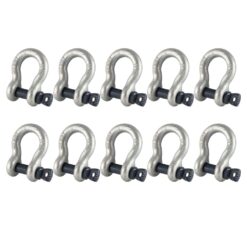 box of 10 x 4.75 tonne tested safety bow shackles 1