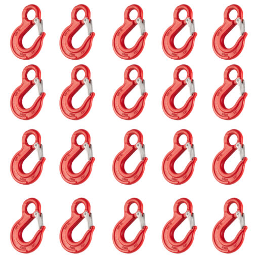 box of 20 grade 80 red eye sling hooks with safety catch 7 8 mm 1