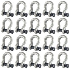 box of 20 x 2 tonne tested safety bow shackles