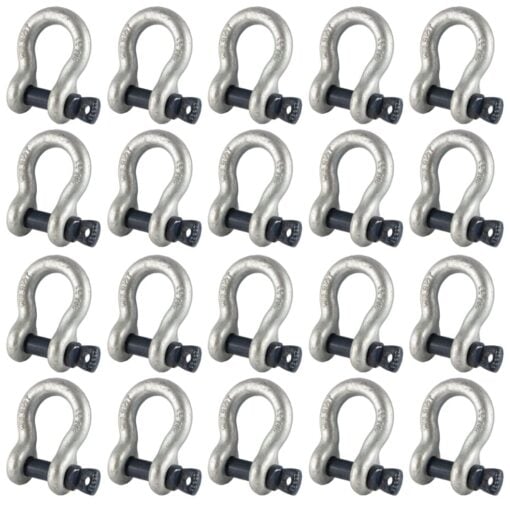 box of 20 x 2 tonne tested safety bow shackles