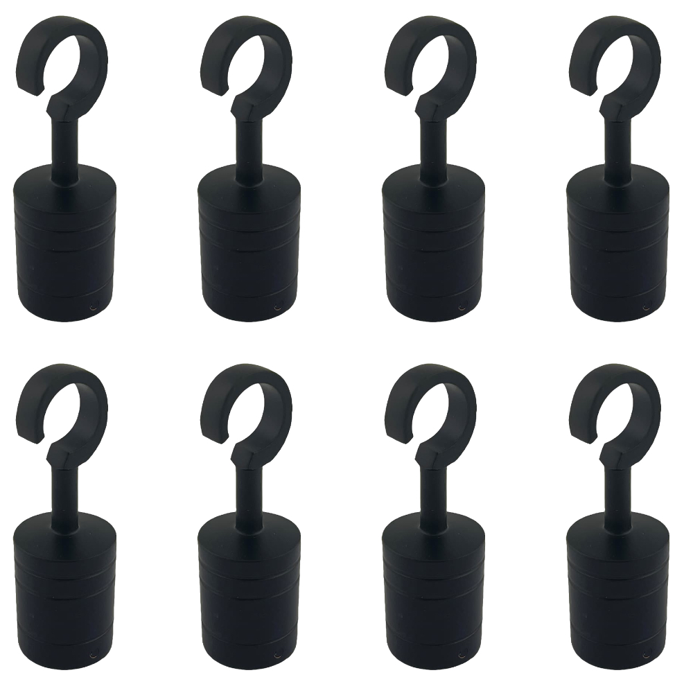 8 x 40mm Powder Coated Black Decking Rope Hook Fittings - RopeServices UK