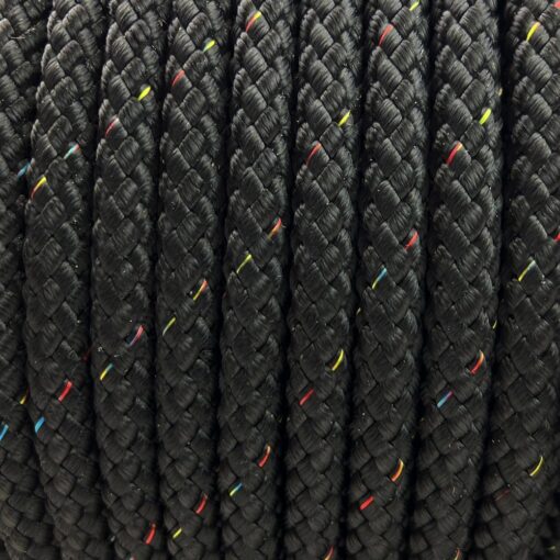 double braided polyester rope black with multicoloured fleck 3