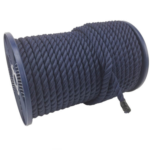 navy blue nylon bondage rope on a reel 1