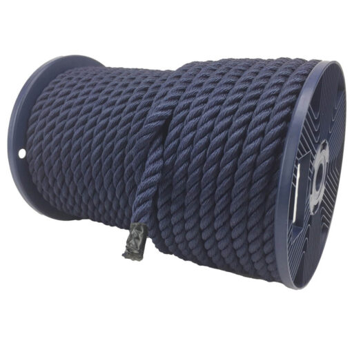 navy blue nylon bondage rope on a reel 3