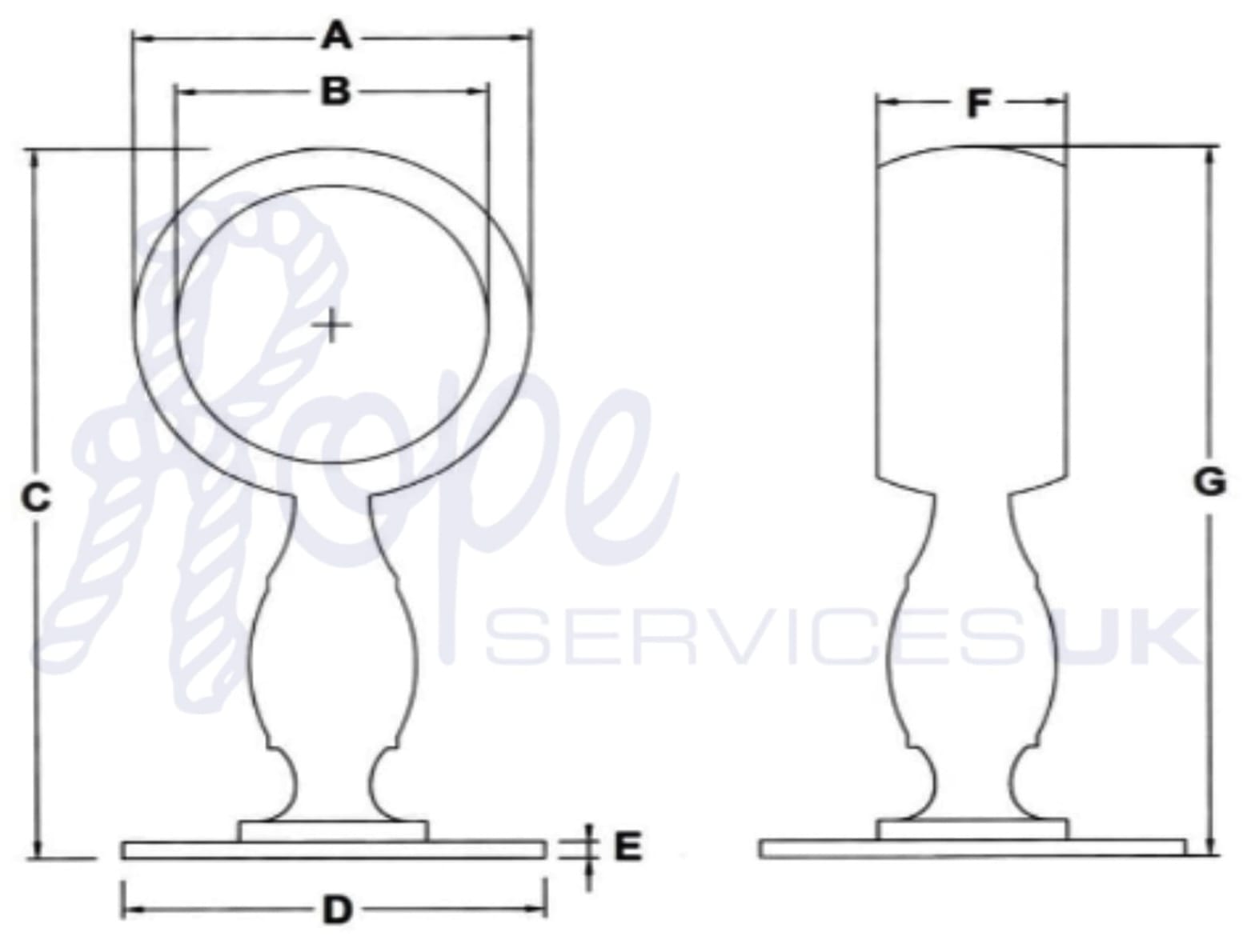 Handrail Brackets Size Chart