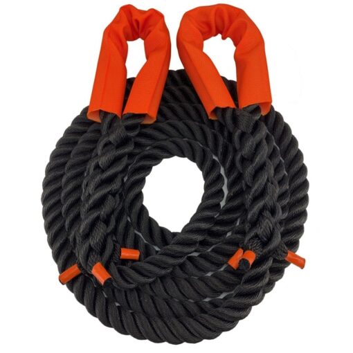 32mm black nylon 3 strand tow rope with shackles x 4 metres 2