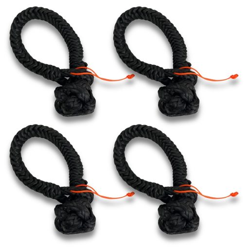 pack of 4 x black hmpe dyneema soft rope shackles 1